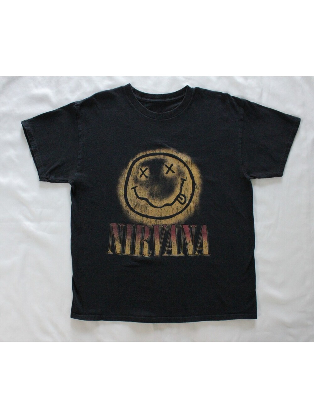 Nirvana Faded Gradient Smiley Face Logo Graphic Tee - Men's L